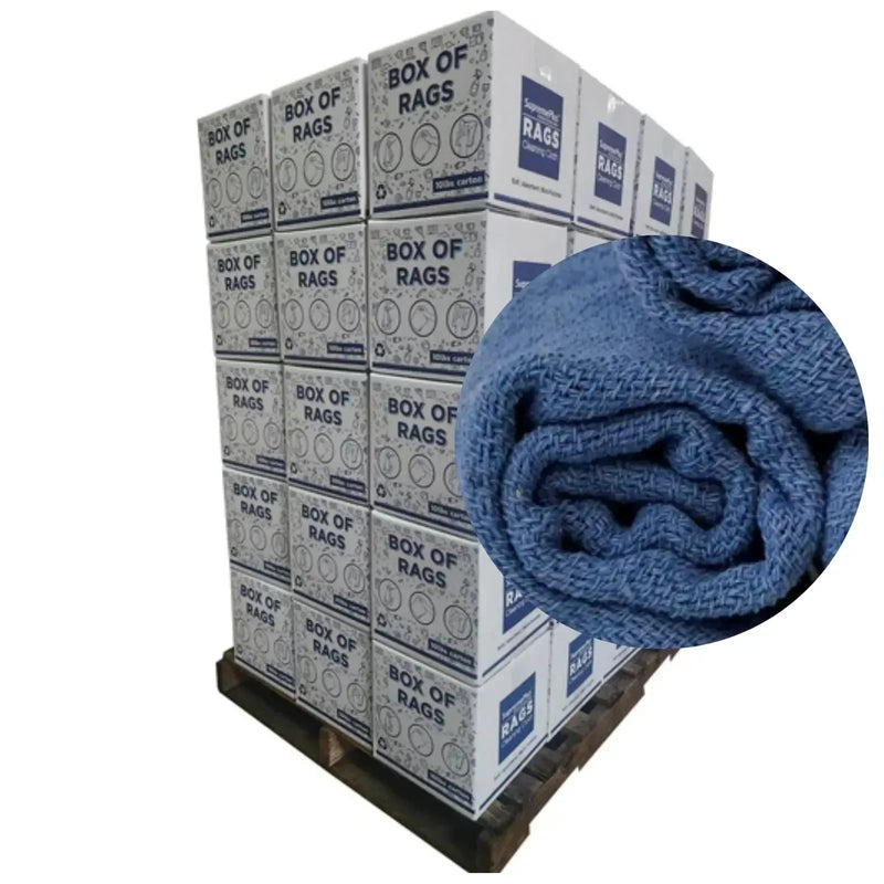Recycled Blue Huck Towels - Bulk Buy - Wiping Hub