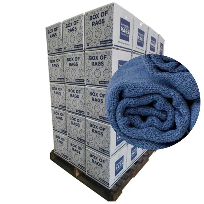 New 100% Cotton Blue Huck Towels - 720 lbs. Pallet - 72 x 10 lbs. Boxes