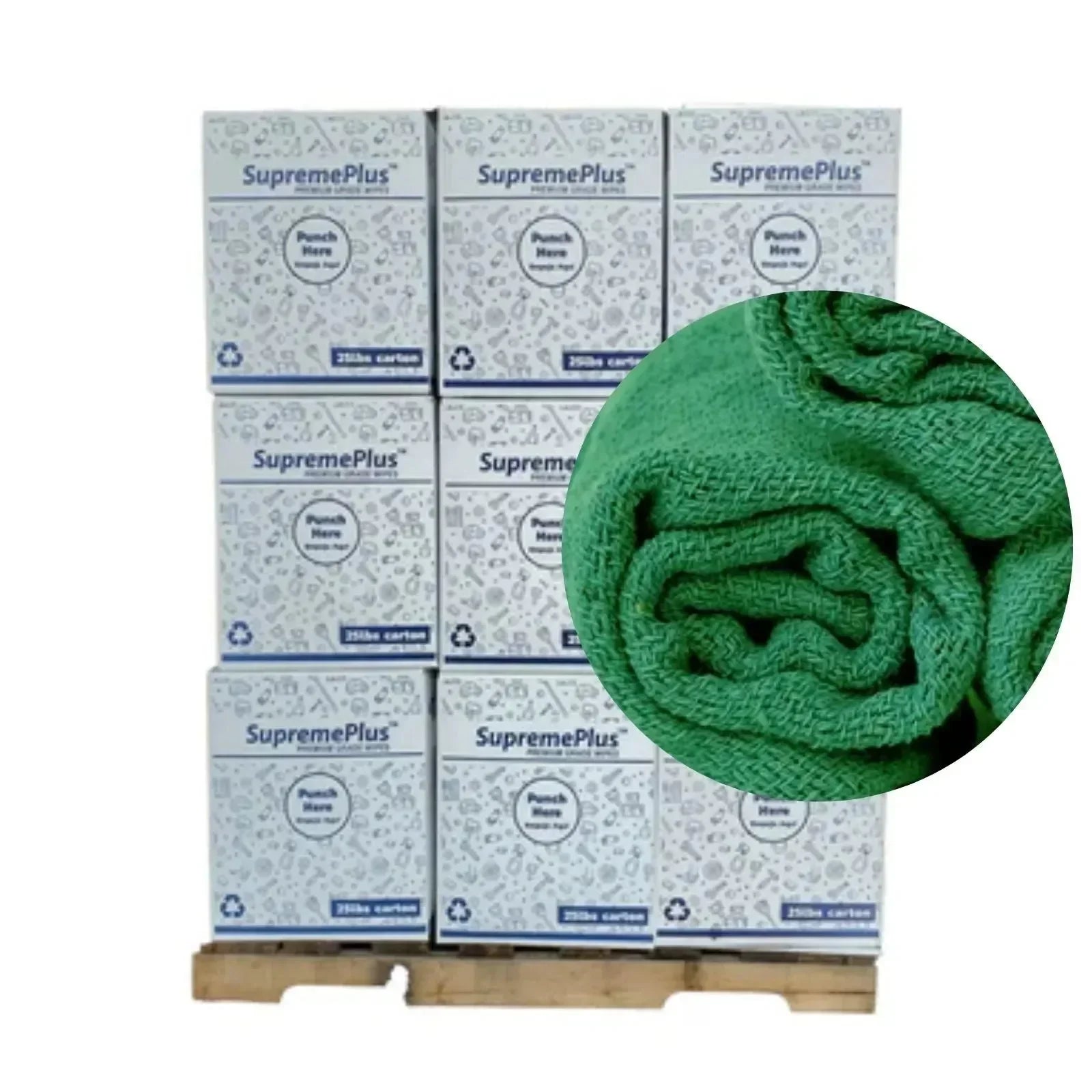 Recycled Green Huck Towels - Bulk Buy - Wiping Hub