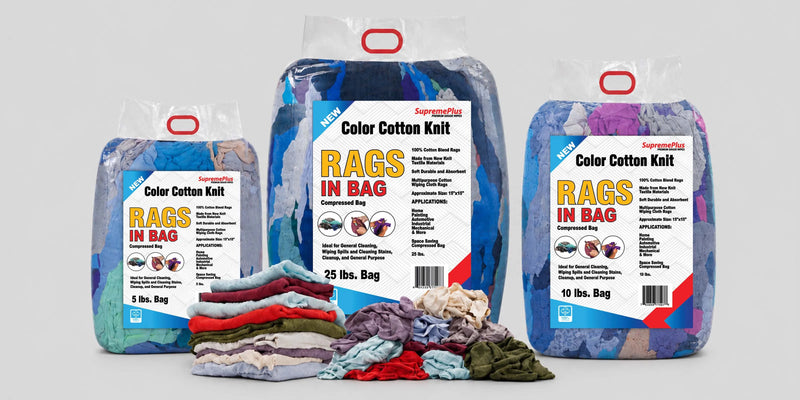 T-Shirt Rags, Multi Color Washed Cotton Cleaning Rags (New)