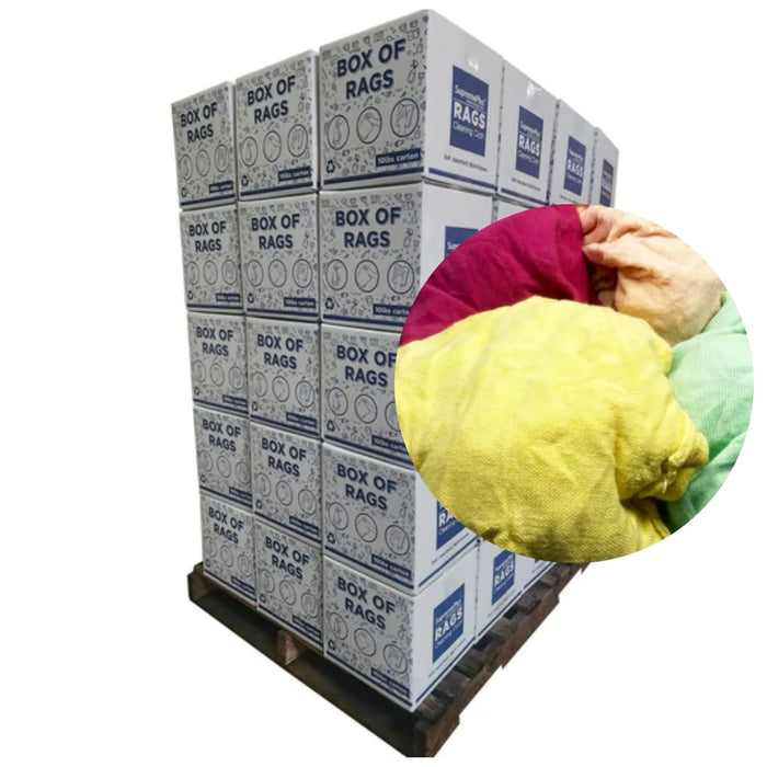 New Multi-Color Washed T-shirt Rags - 720 lbs. Pallet - 72 x 10 lbs. Boxes