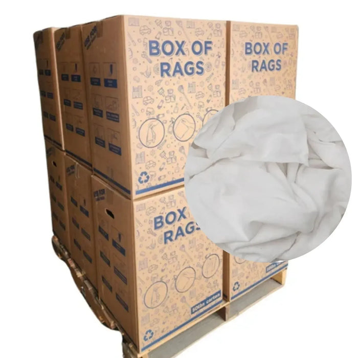 Bulk New White Flannel / Thermal Rags - 600 lbs. Pallet - 12 x 50 lbs. Boxes - Wiping Hub