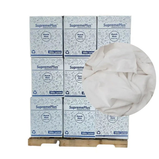 Bulk New White Flannel / Thermal Rags - 675 lbs. Pallet - 27 x 25 lbs. Boxes - Wiping Hub