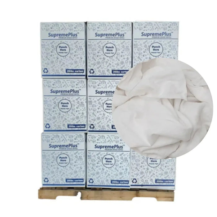 Bulk New White Flannel / Thermal Rags - 675 lbs. Pallet - 27 x 25 lbs. Boxes - Wiping Hub