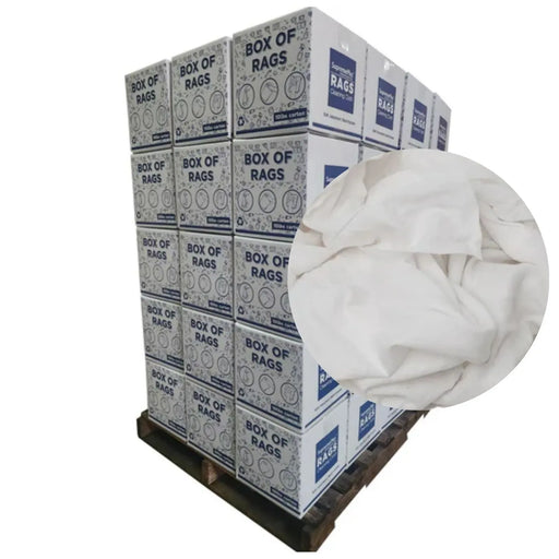 Bulk New White Flannel / Thermal Rags - 720 lbs. Pallet - 72 x 10 lbs. Boxes - Wiping Hub