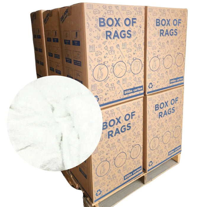 New White Terry Towel Rags – 600 lbs. Pallet - 12 x 50 lbs. Boxes