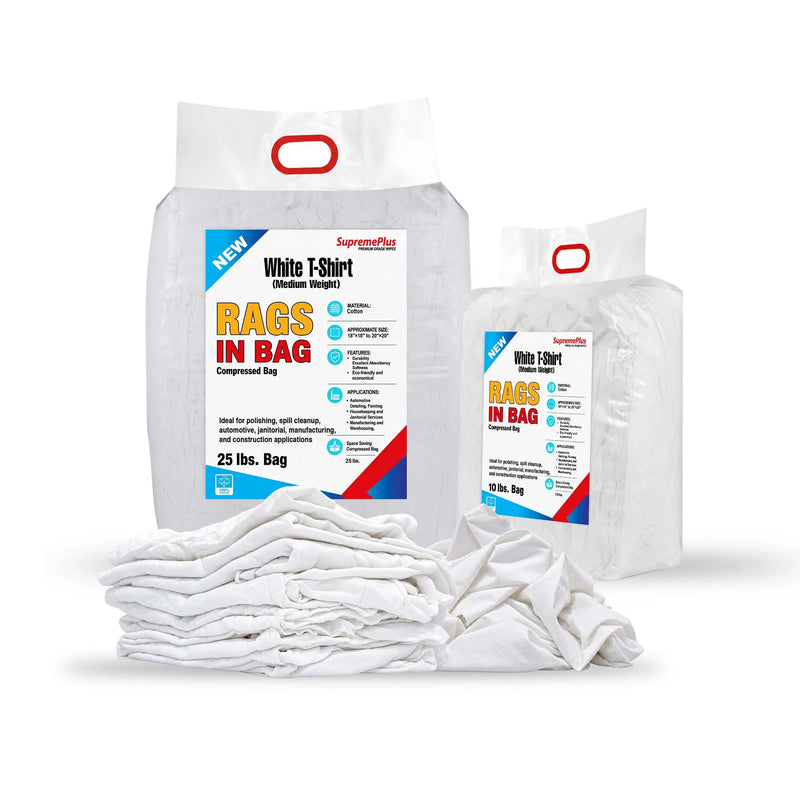 White T-Shirt Rags (Medium Weight)