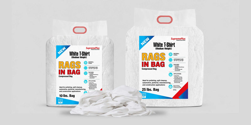 White T-Shirt Rags (Medium Weight)