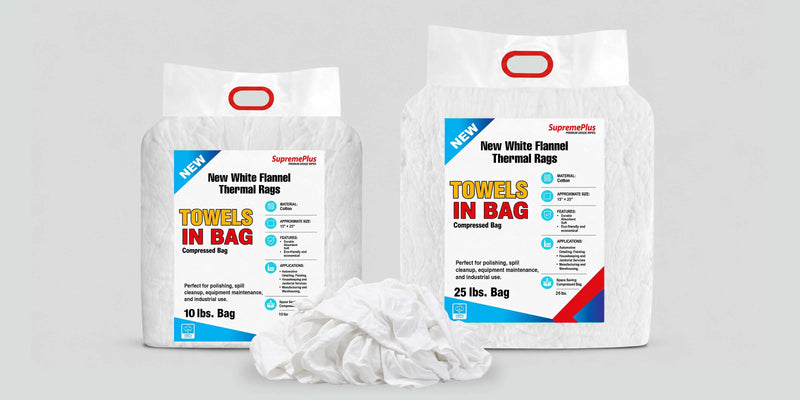 White Cotton Flannel Cleaning Rags (New)