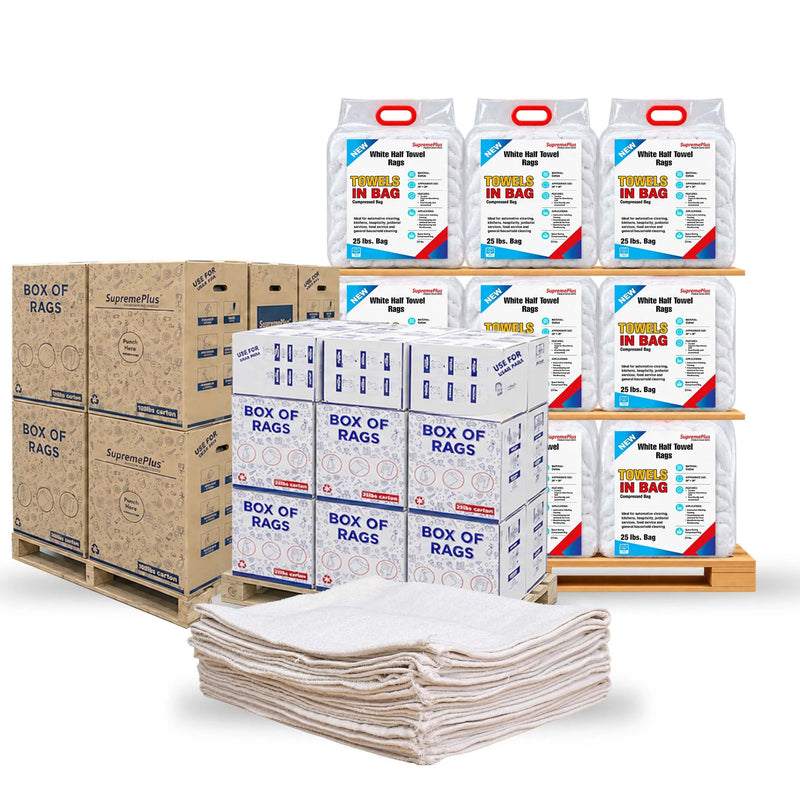 White Cotton Cleaning Towel Rags (Half Size 20" x 20)