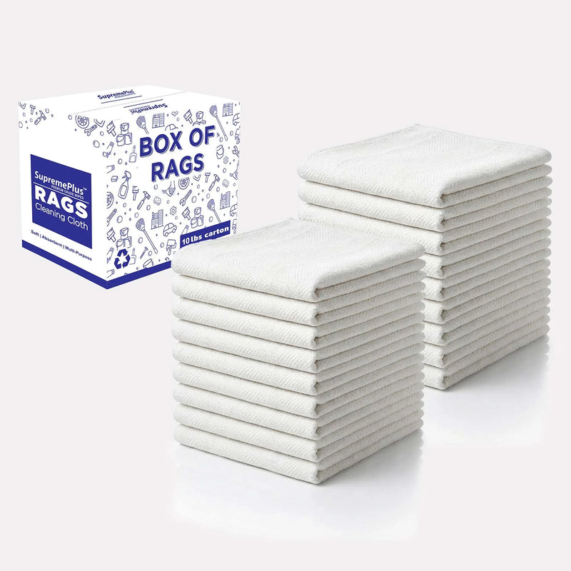 White Cotton Rags-Heavyweight Size in 18” x 18”