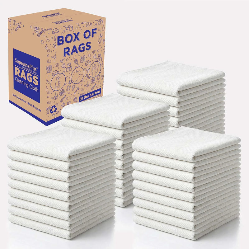 White Cotton Rags-Heavyweight Size in 18” x 18”