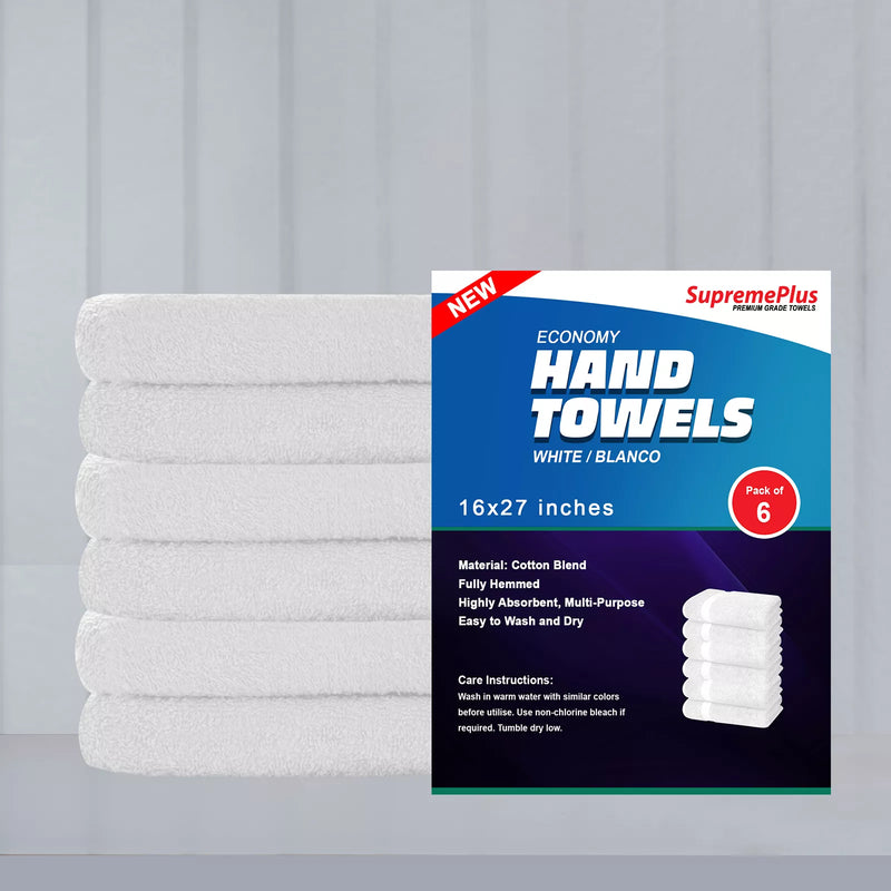 Economy White Hand Towels - 16" x 27"