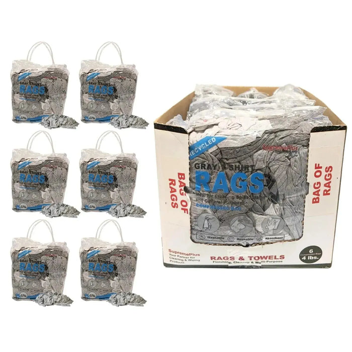 Recycled Gray Knit T-Shirt Cleaning Rags - Bulk Buy - Wiping Hub