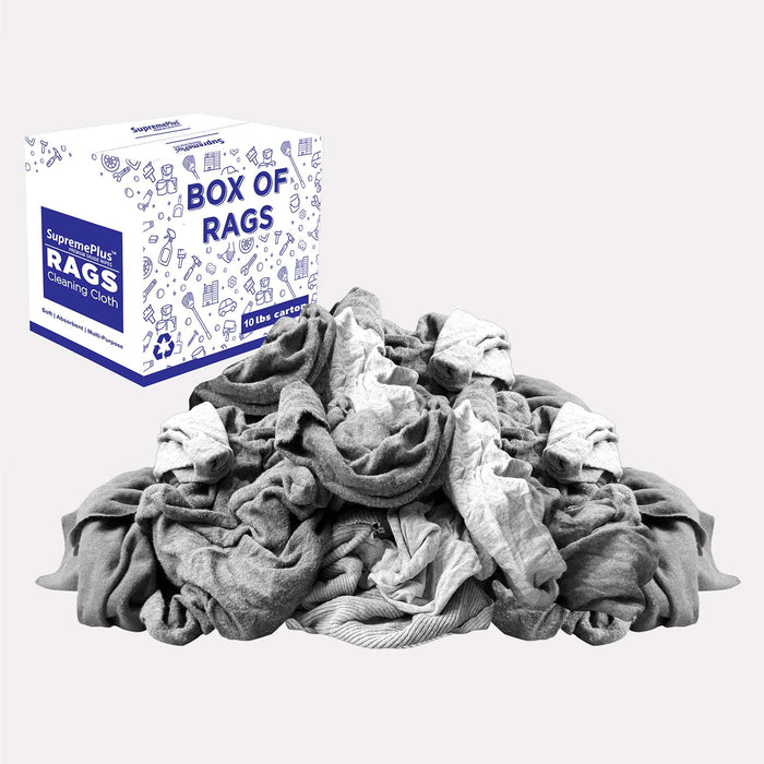 Recycled Gray Knit T-Shirt Cleaning Rags - 10 lbs. Box
