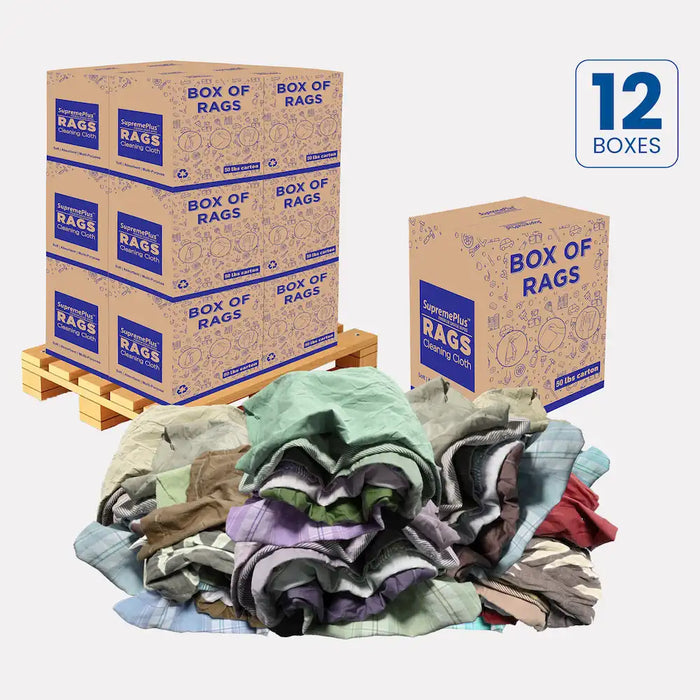Recycled Color Linen Mixed Material Cleaning Rags 600 lbs. Pallet - 12 x 50 lbs. Boxes