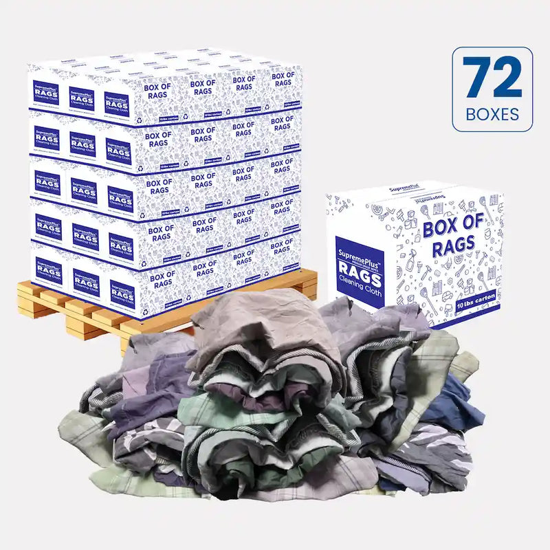 Recycled Color Linen Mixed Material Cleaning Rags 720 lbs. Pallet - 72 x 10 lbs. Boxes
