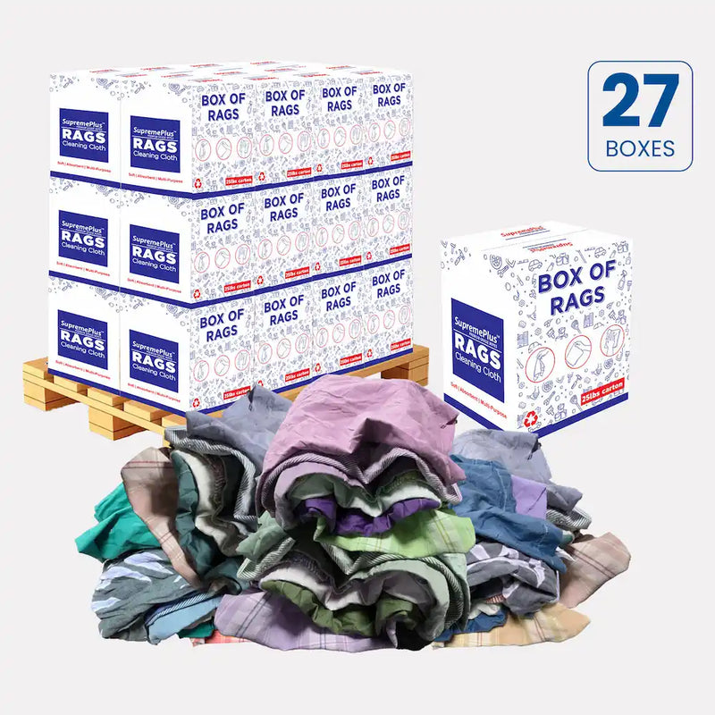 Recycled Color Linen Mixed Material Cleaning Rags 675 lbs. Pallet - 27 x 25 lbs. Boxes