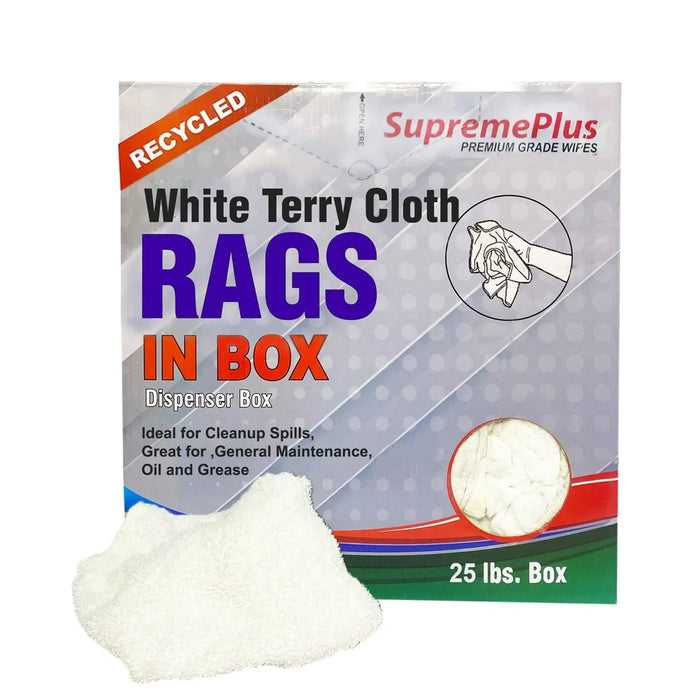 Recycled White Terry Towel Rags - Wiping Hub