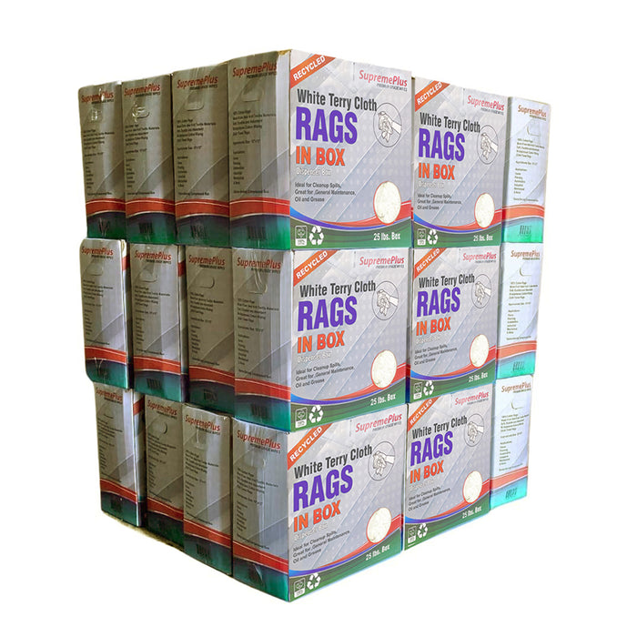 Recycled Terry Cloth Rags 1000 lbs. Pallet - 40 x 25 lbs. Compressed Box