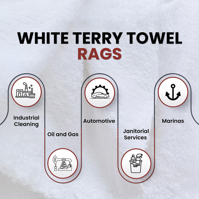 Recycled White Terry Towel Cleaning Rags - 800 lbs. Pallet - 160 x 5 lbs.  Bags