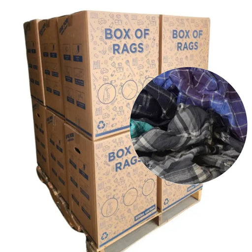 Recycled Color Flannel Cleaning Rags - 600 lbs. Pallet - 12 x 50 lbs. Boxes - Wiping Hub