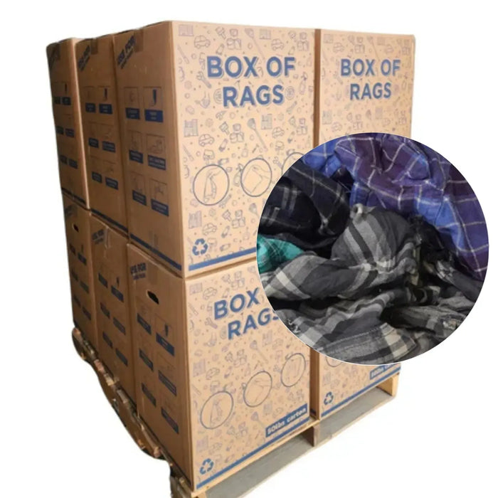 Recycled Color Flannel Cleaning Rags - 600 lbs. Pallet - 12 x 50 lbs. Boxes - Wiping Hub