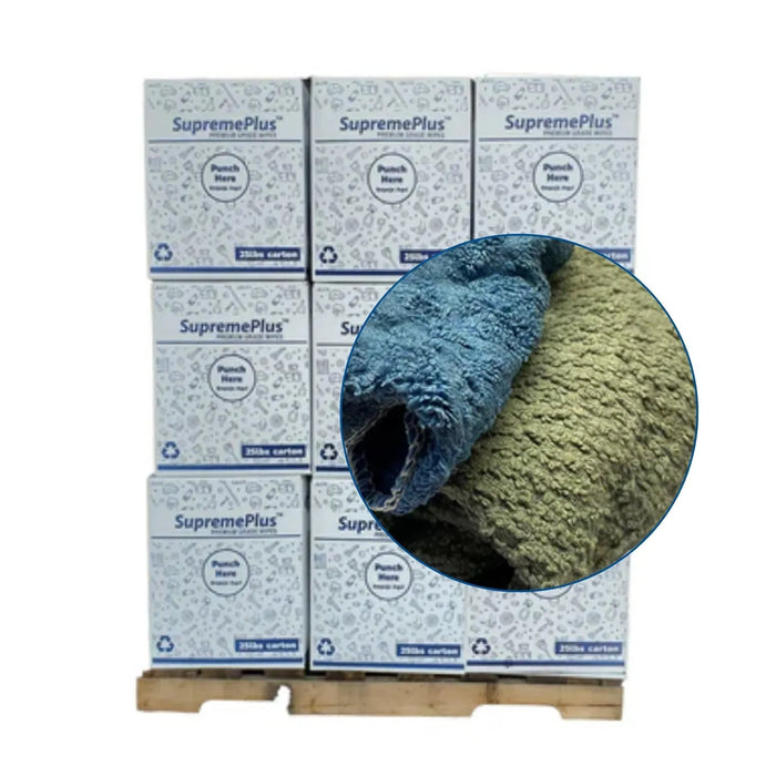 Recycled Color Terry Towel Cleaning Rags - 675 lbs. Pallet - 27 x 25 lbs. Boxes - Wiping Hub