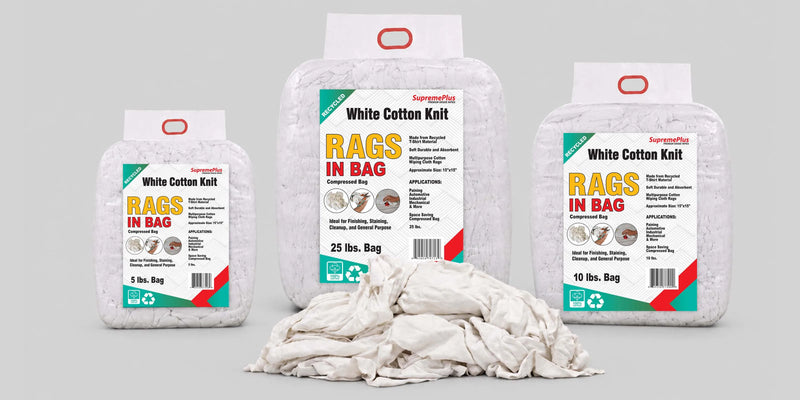 Recycled White Cotton T-Shirt Rags | Wholesale Cleaning Rags