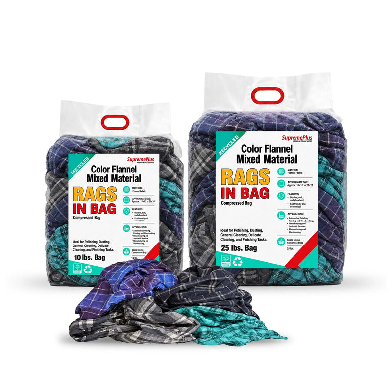Color Flannel Cleaning Rags | Recycled Wiping Rags