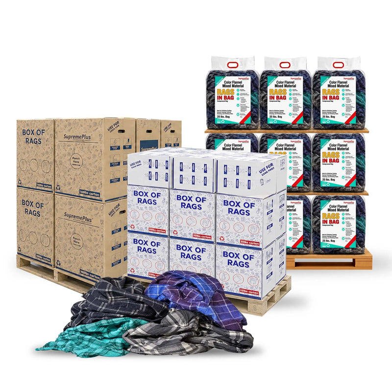 Color Flannel Cleaning Rags | Recycled Wiping Rags