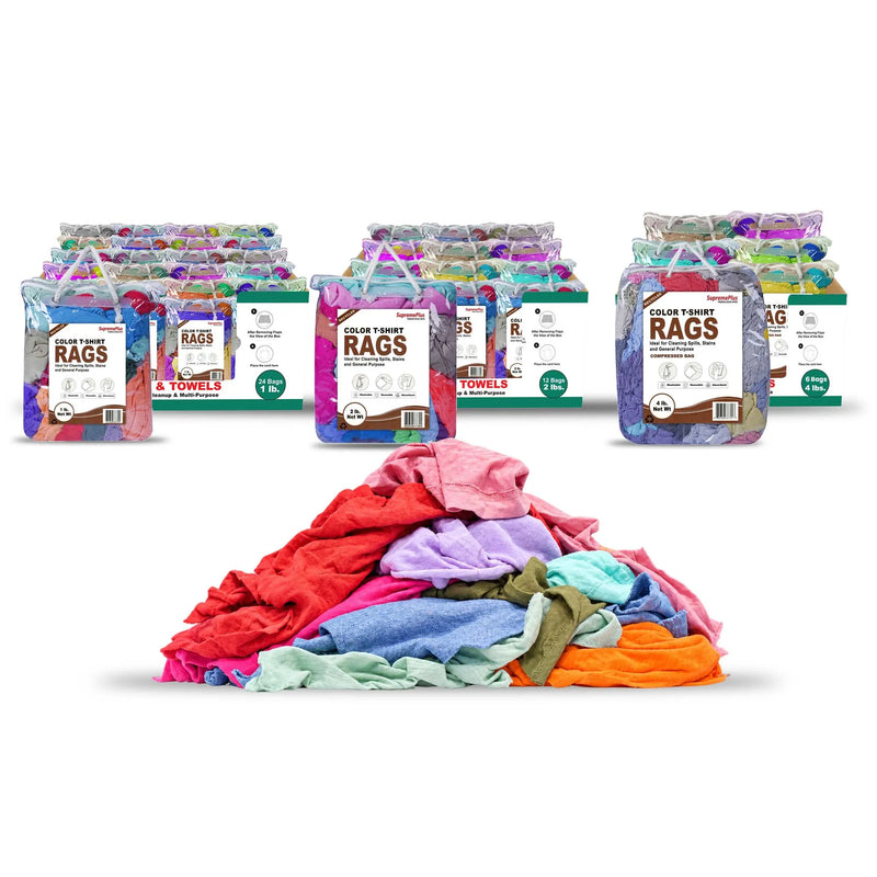 Color Cotton T-Shirt Rags | Recycled Industrial Rags