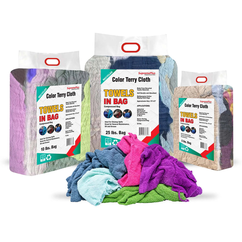 Color Terry Towel | Recycled Wiping Rags Wholesale