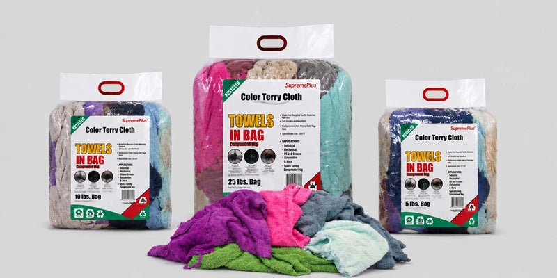 Color Terry Towel | Recycled Wiping Rags Wholesale