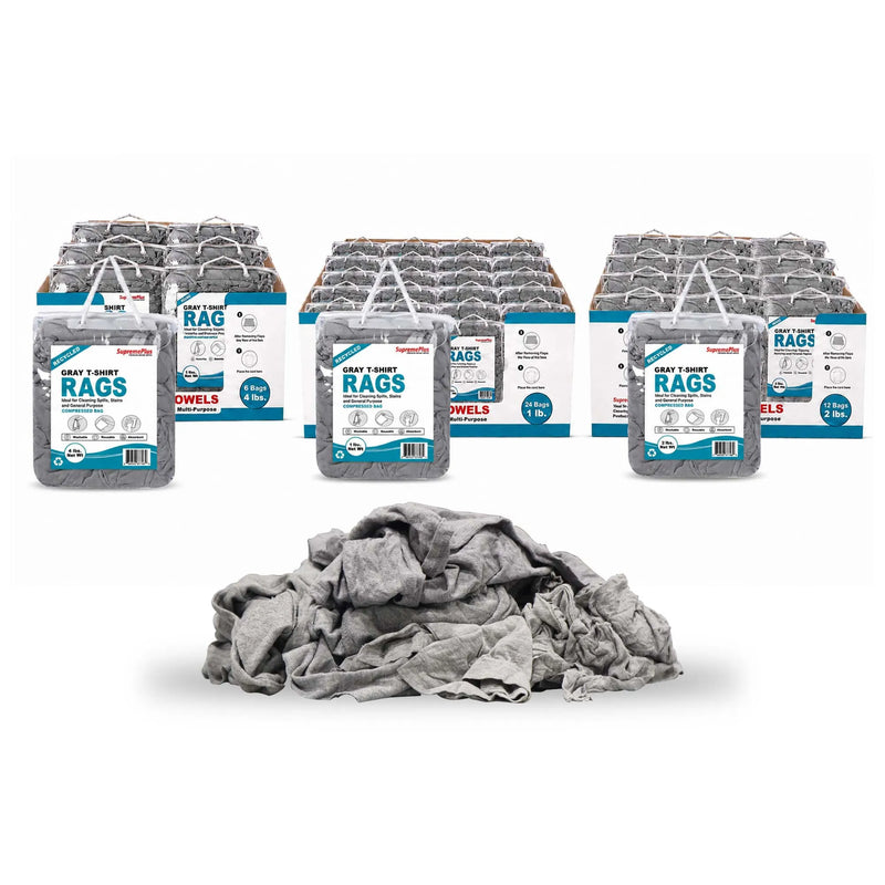Gray Knit Cotton T-Shirt Rags | Recycled Mechanic Rags