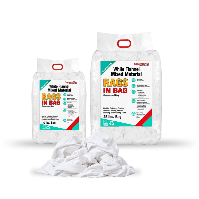 White Flannel Polishing Rags | Recycled Cleaning Cloth