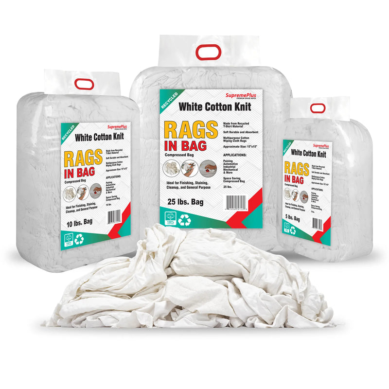White Cotton T-Shirt Rags | Recycled Cleaning Rags
