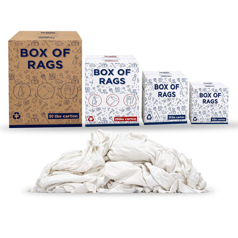 White Cotton T-Shirt Rags | Recycled Cleaning Rags