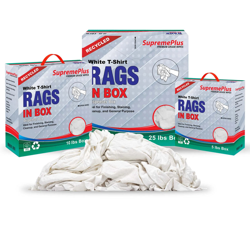 White Cotton T-Shirt Rags | Recycled Cleaning Rags