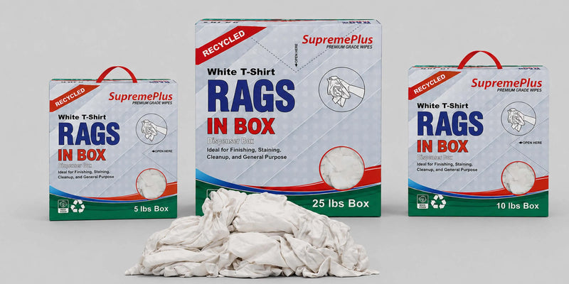 Recycled White Cotton T-Shirt Rags | Wholesale Cleaning Rags