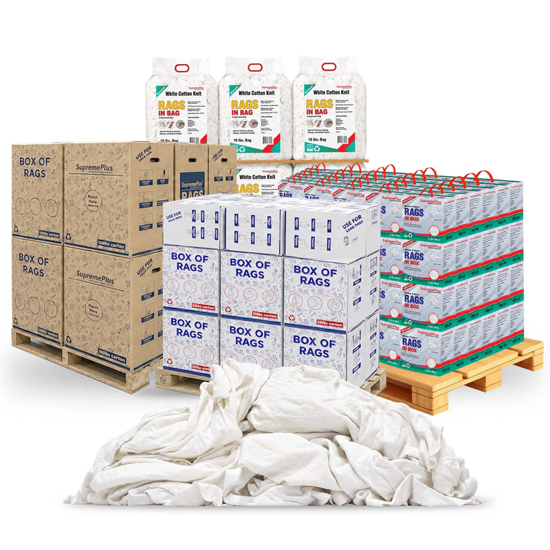 White Cotton T-Shirt Rags | Recycled Cleaning Rags
