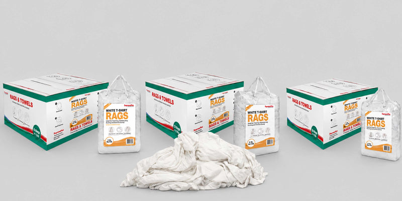 Recycled White Cotton T-Shirt Rags | Wholesale Cleaning Rags