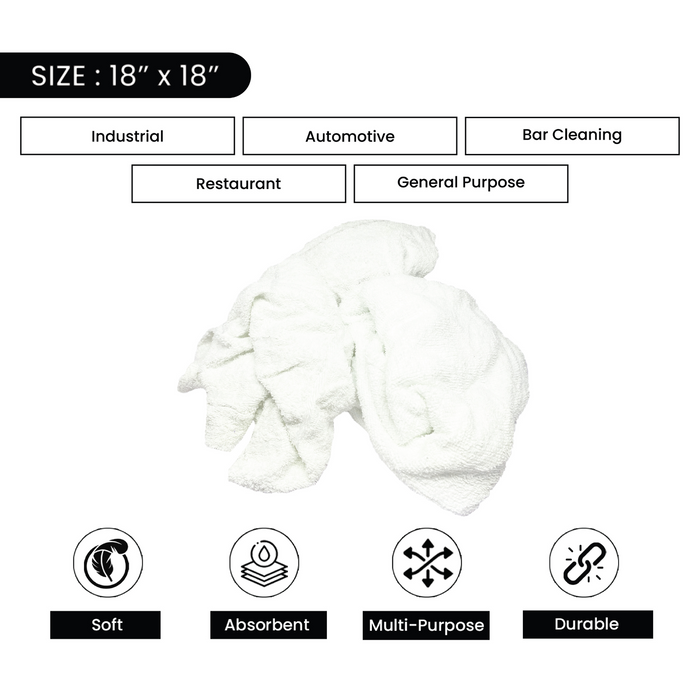 New White Terry Towels Rags – 25 lbs. Box