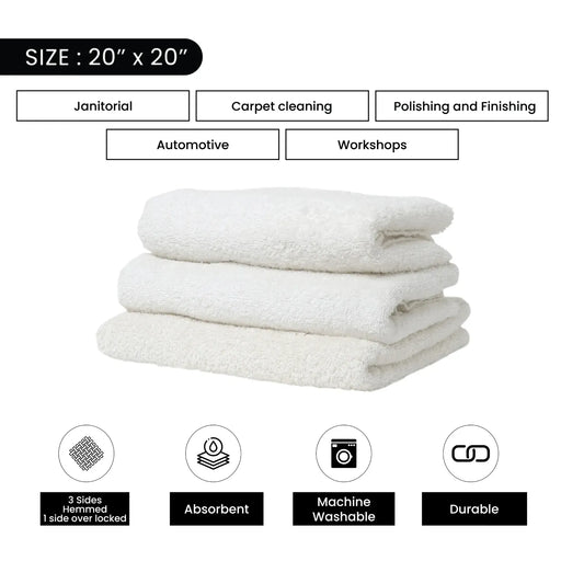 Bulk White Half Towel Cleaning Rags 20" x 20" - 600 lbs. Pallet - 120 x 5 lbs. Boxes - Wiping Hub