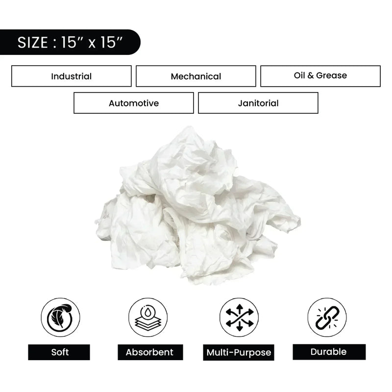 Recycled White Linen Mixed Material Cleaning Rags 675 lbs. Pallet - 27 x 25 lbs. Boxes - Wiping Hub