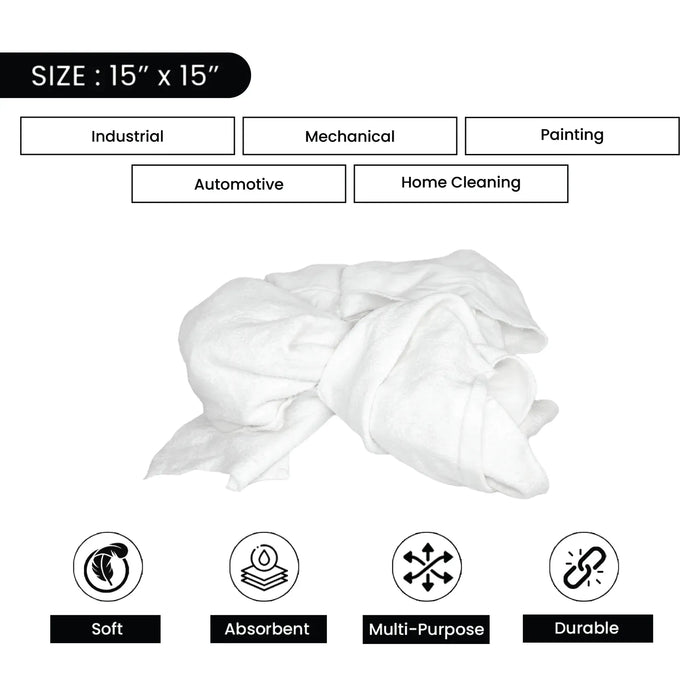 Recycled White Sweatshirt Cleaning Rags 720 lbs. Pallet - 72 x 10 lbs. Boxes - Wiping Hub