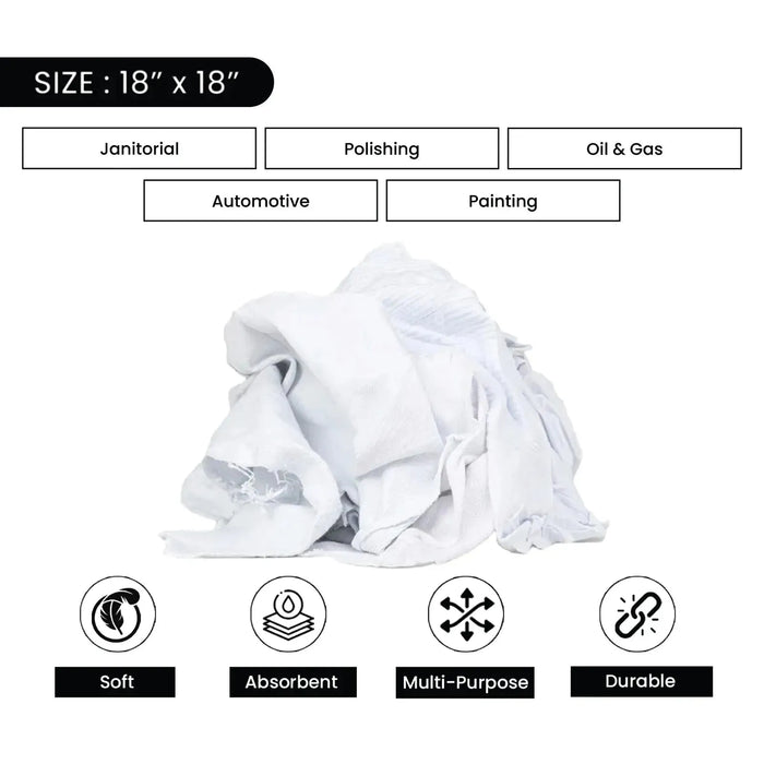 Bulk Medium Weight White T-Shirt Cleaning Rag - 675 lbs. Pallet - 27 x 25 lbs. Boxes