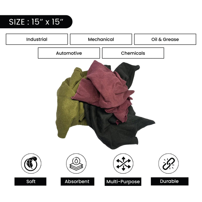 Recycled Color Sweatshirt Cleaning Rags 600 lbs. Pallet - 12 x 50 lbs. Boxes - Wiping Hub