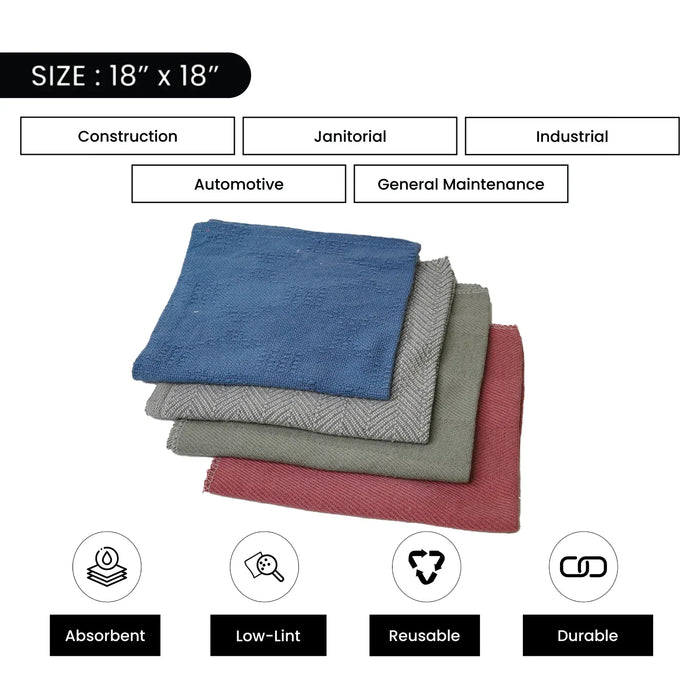 New Multi-Color Heavyweight Thermal Rags – 50 lbs. Box  - Wiping Hub