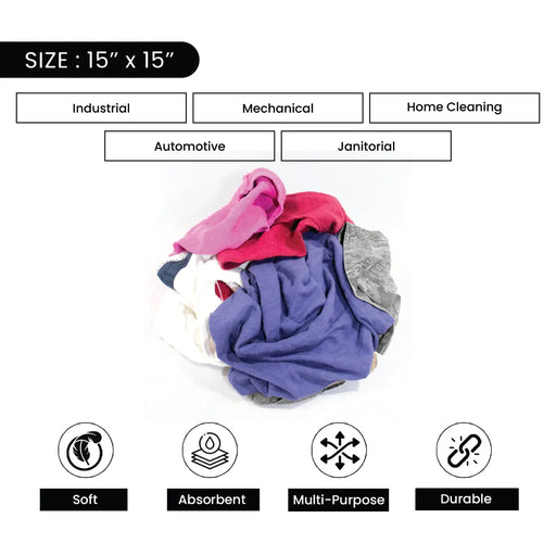 Recycled Color Linen Mixed Material Cleaning Rags 1000 lbs. Pallet - 40 x 25 lbs. Bags - Wiping Hub